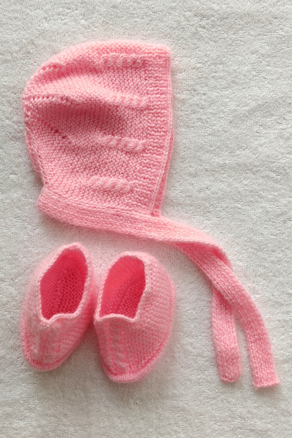 18-24 Months - Baby Pink Hand Knitted Sweater With Cap Shoes For Baby Girl 16016
