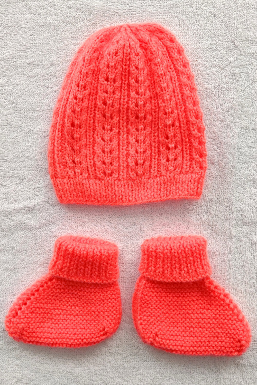 18-24 Months - Peach Hand Knitted Sweater With Cap Shoes For Baby 16017