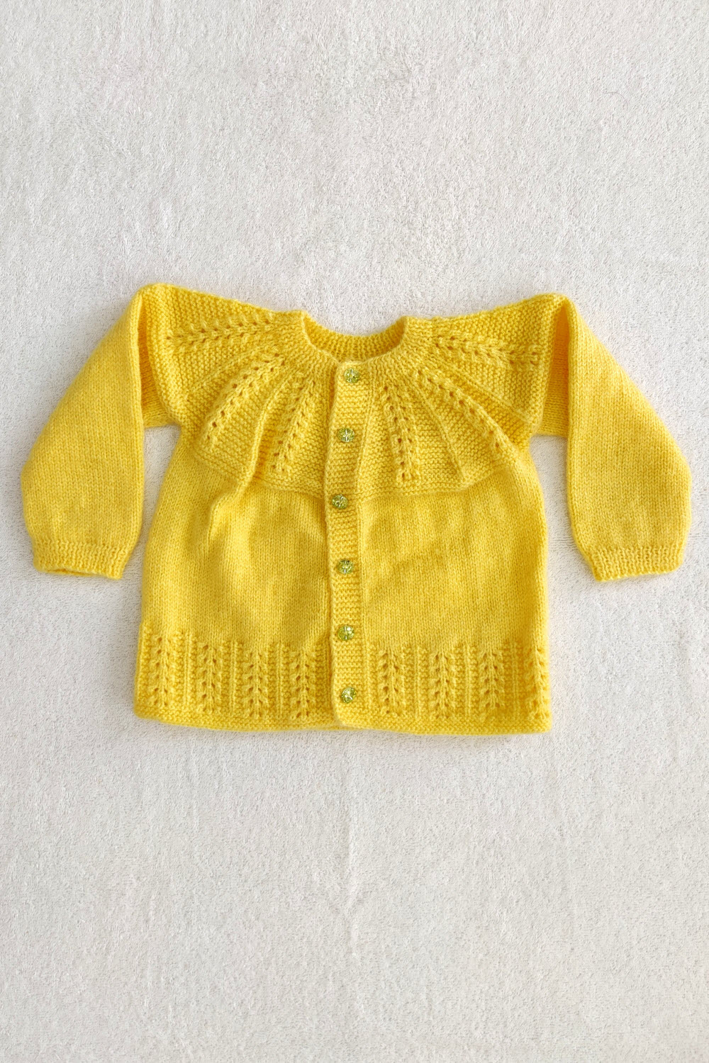 18-24 Months - Yellow Hand Knitted Sweater with Cap for Kids 16018