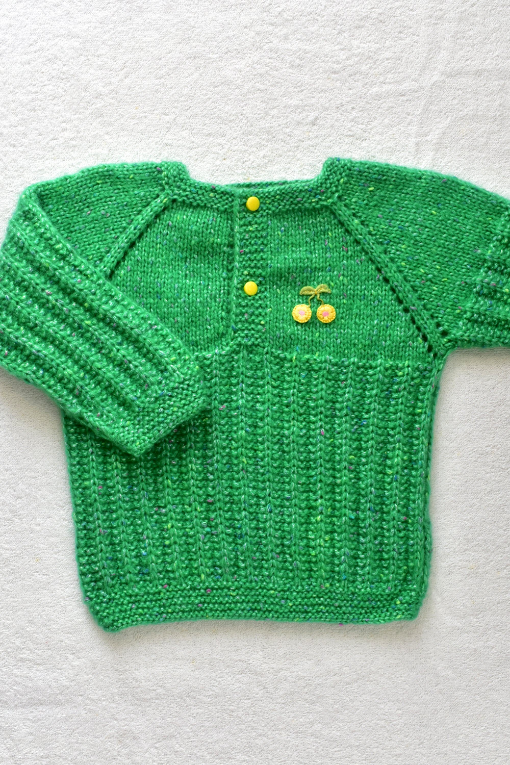 24-30 Months  Green Hand Knitted Sweater with Cap for Kids 16023