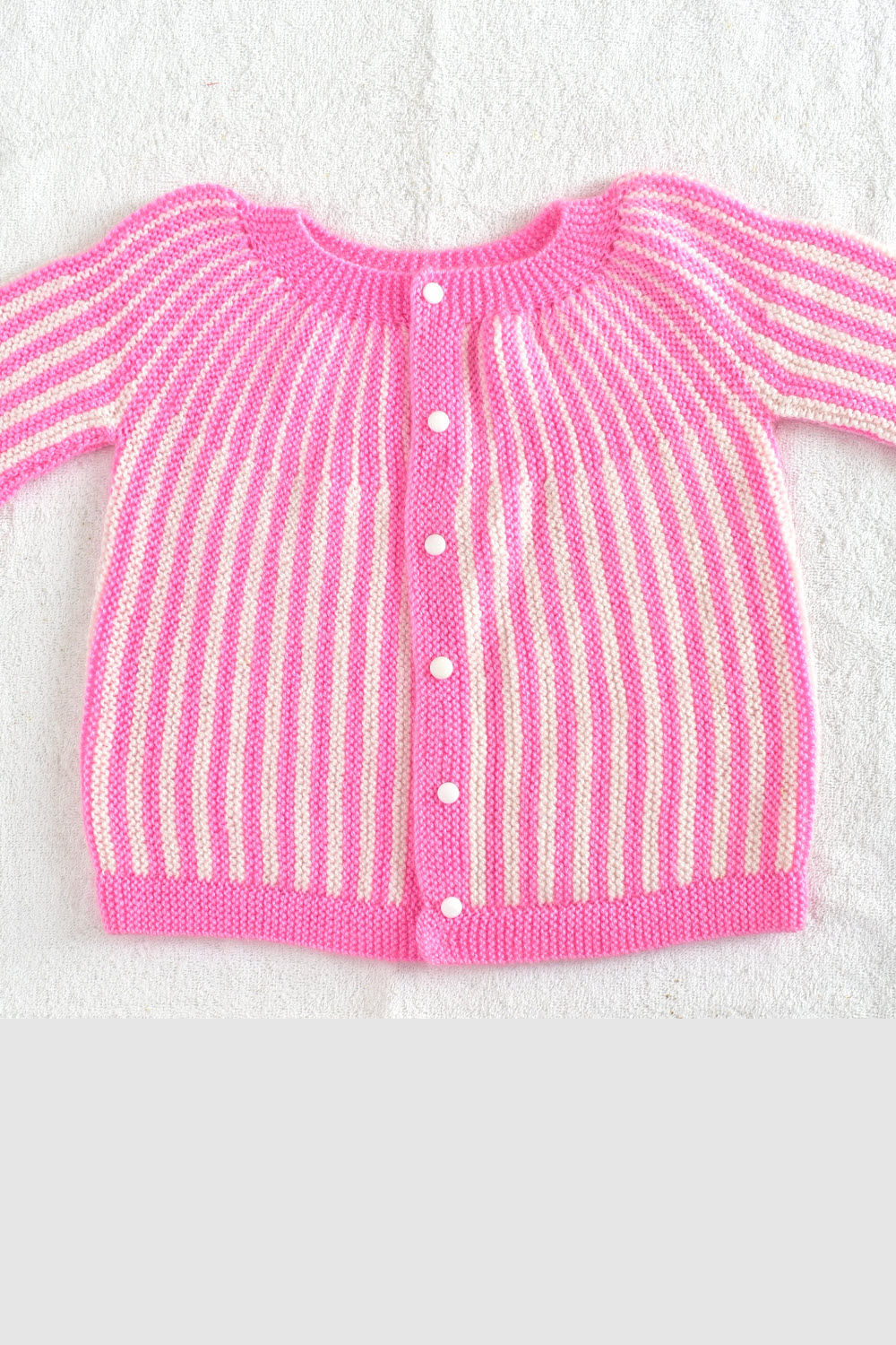 3 to 4 Years Pink - White Hand Knitted Sweater with Cap for Baby Girl 16024