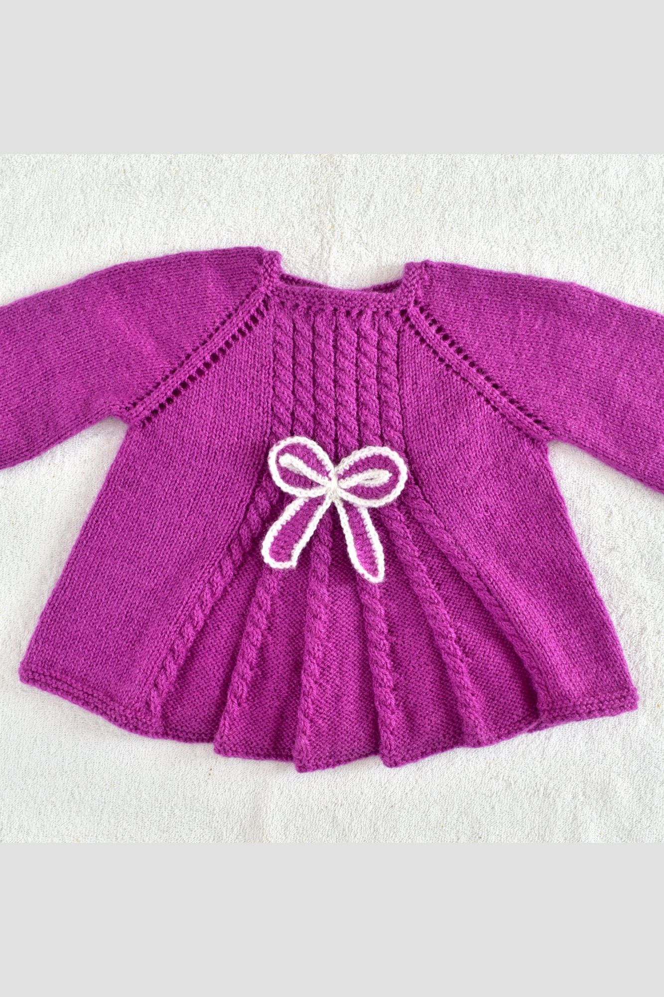 2 to 3 Years Purple Hand Knitted Sweater With Cap for Baby Girl 16026