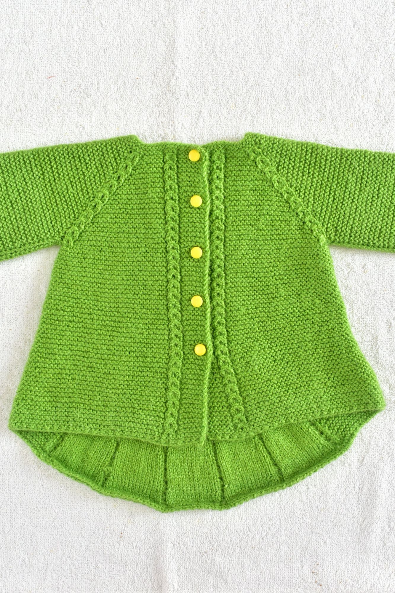 12 to 24 Months Mehandi Green Hand Knitted Sweater With Cap for Baby Girl 16028