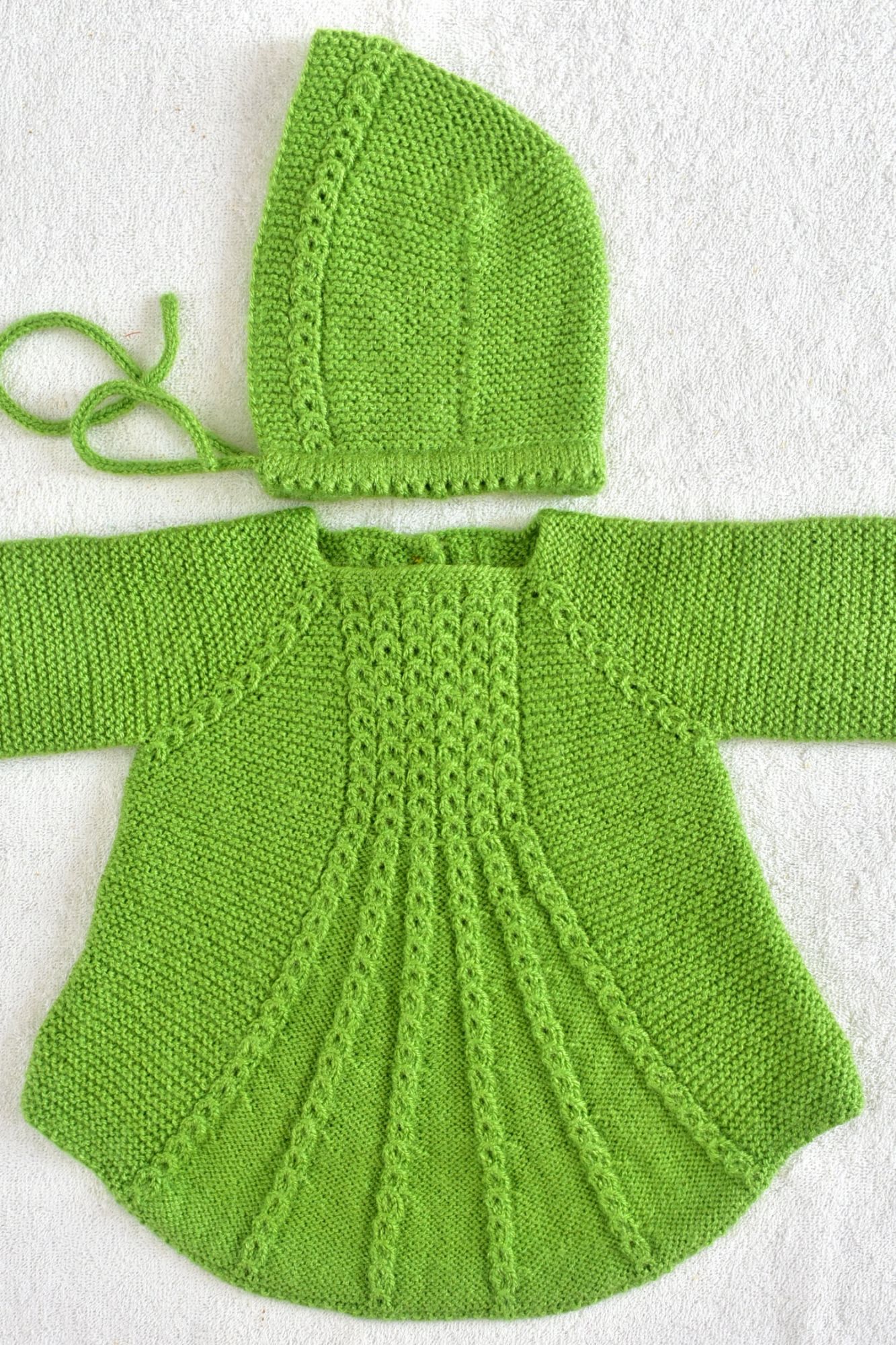 12 to 24 Months Mehandi Green Hand Knitted Sweater With Cap for Baby Girl 16028