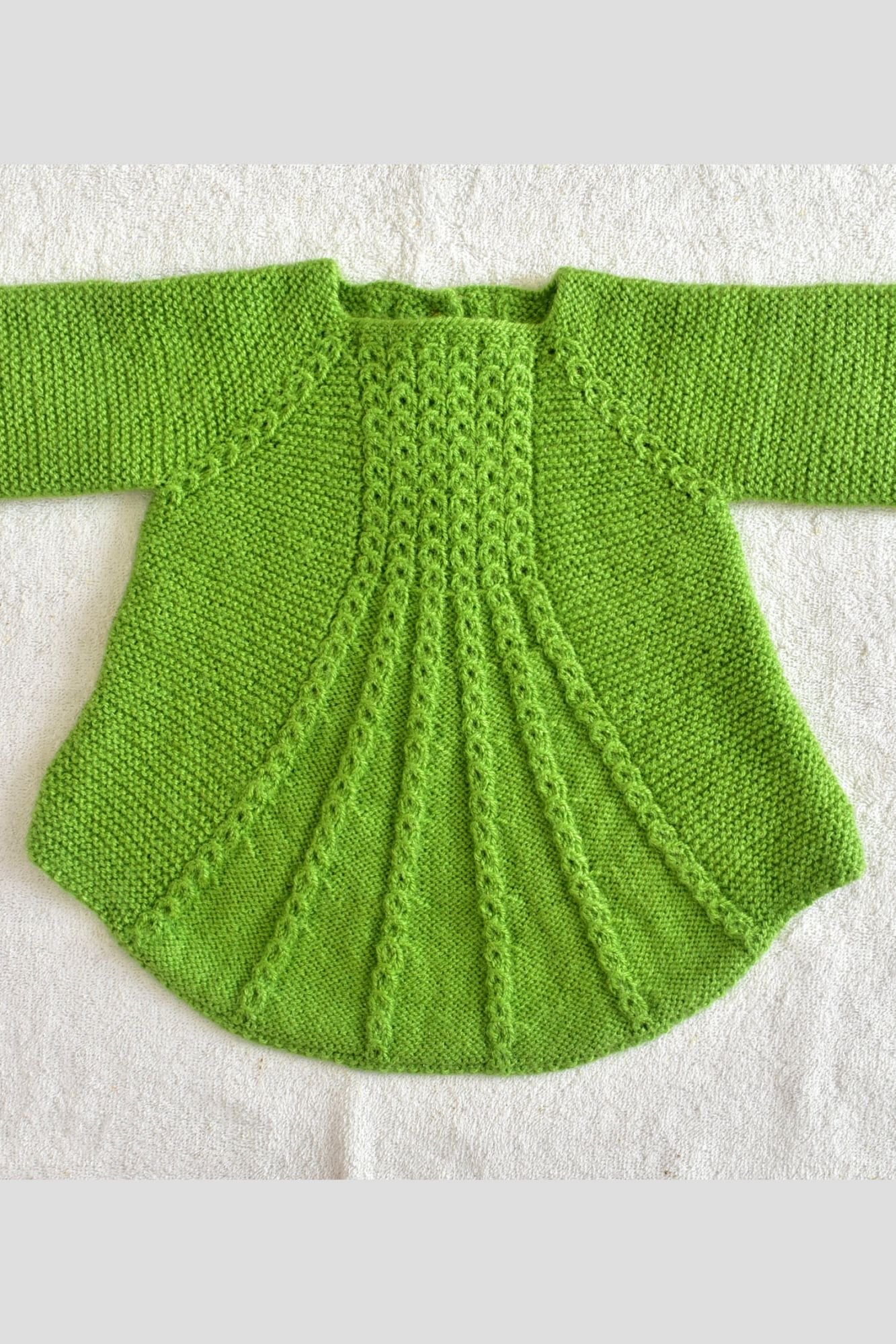 12 to 24 Months Mehandi Green Hand Knitted Sweater With Cap for Baby Girl 16028