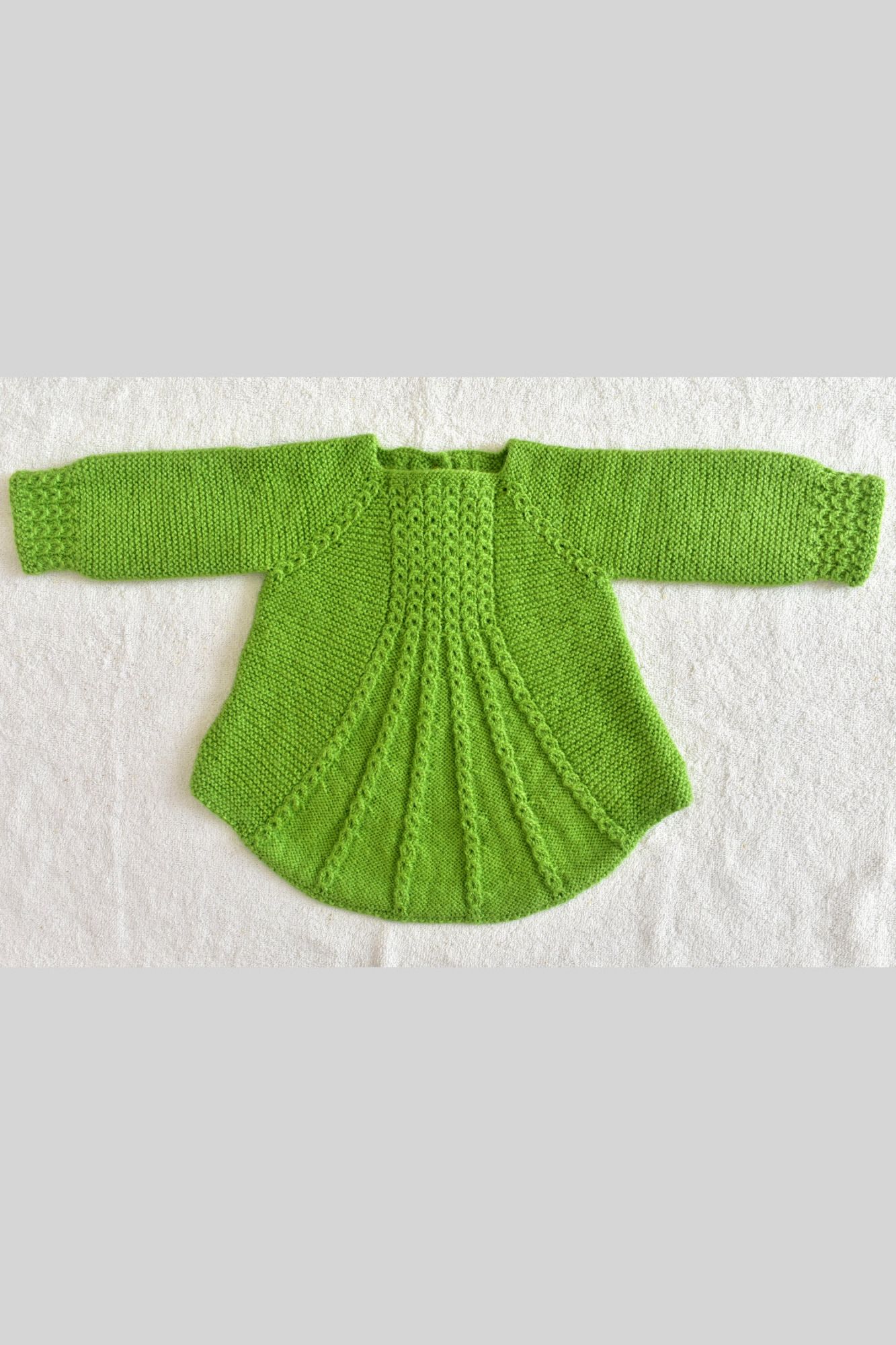 12 to 24 Months Mehandi Green Hand Knitted Sweater With Cap for Baby Girl 16028