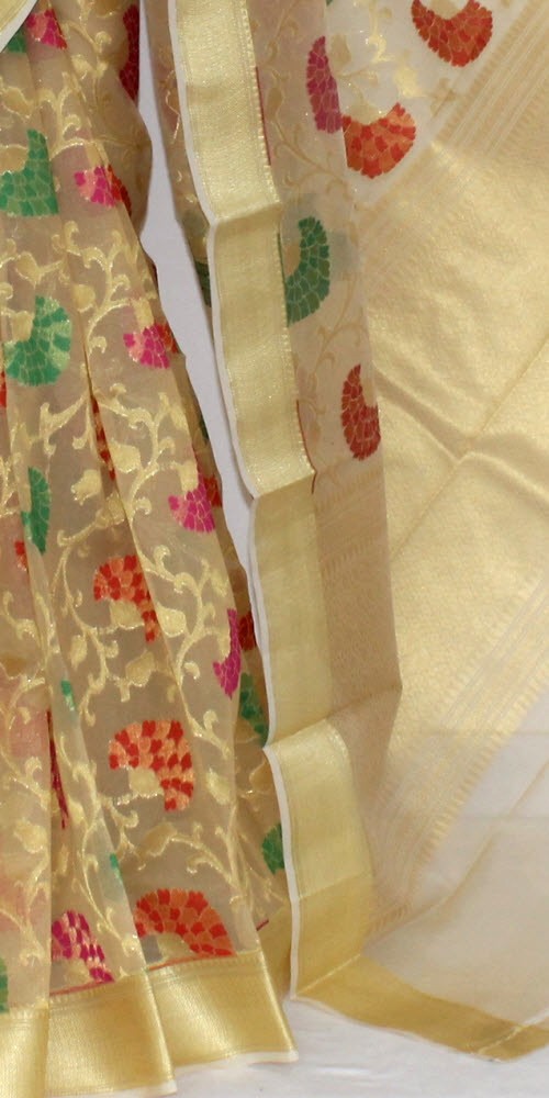 Golden Banarasi Kora Silk Handloom Saree