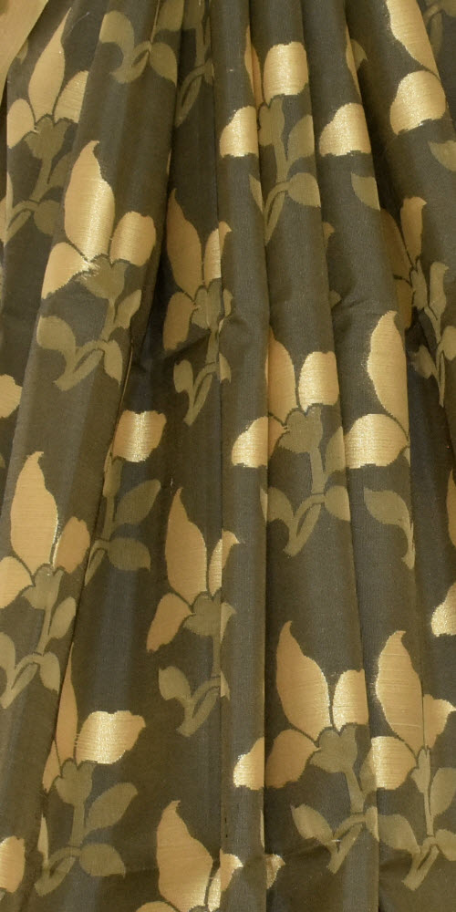 Greenish Brown Banarasi Kora Silk Handloom Saree