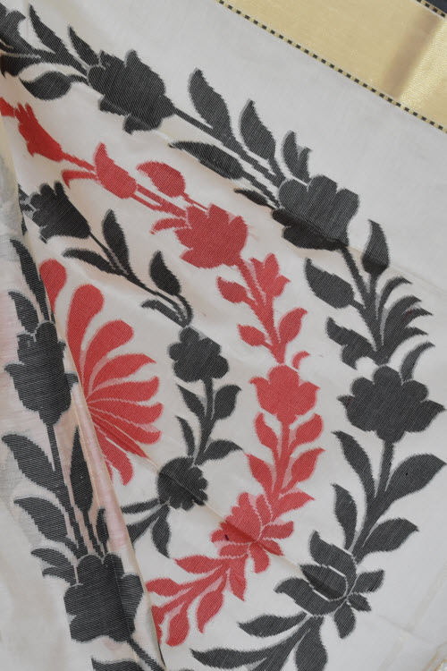 Beige Banarasi Kora Cot-Silk Handloom Saree