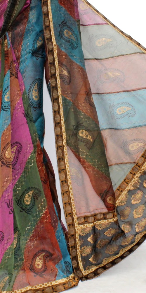 Multi-color Embroidered Kora Art Silk Saree with Blouse 16155