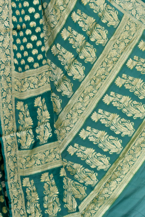 Green Handloom Banarasi Khaddi Georgette Saree 16167