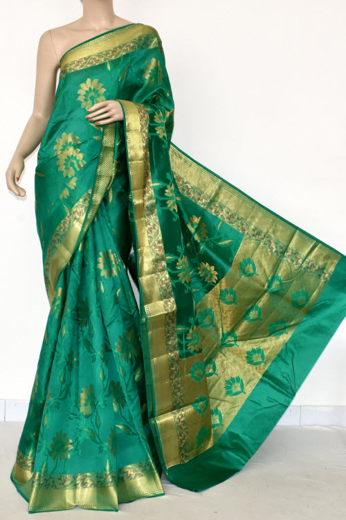 Green Handloom Banarasi Dupion Silk Saree 16175