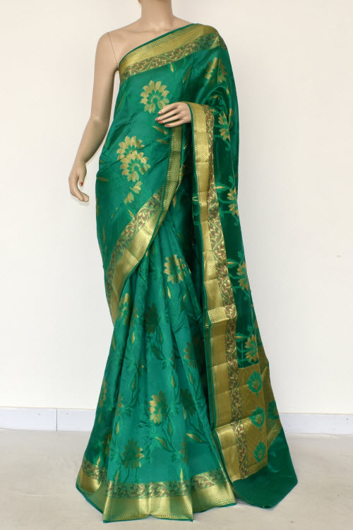 Green Handloom Banarasi Dupion Silk Saree 16175