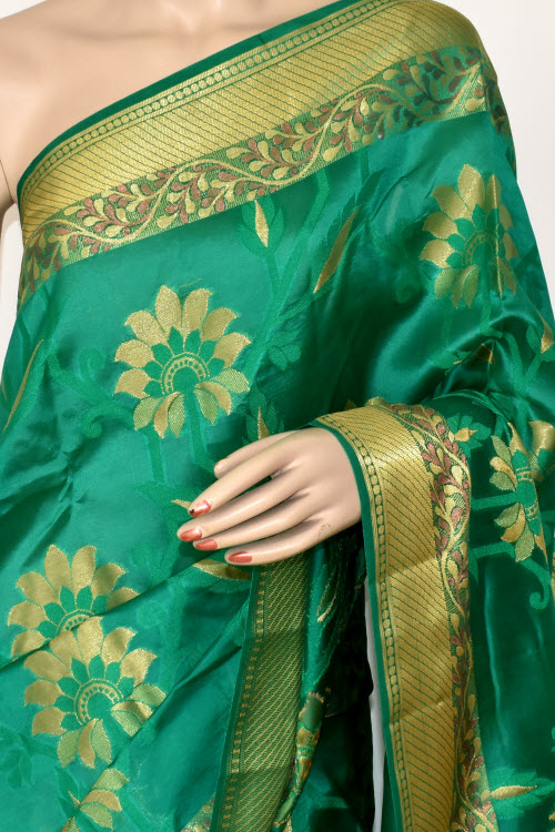 Green Handloom Banarasi Dupion Silk Saree 16175