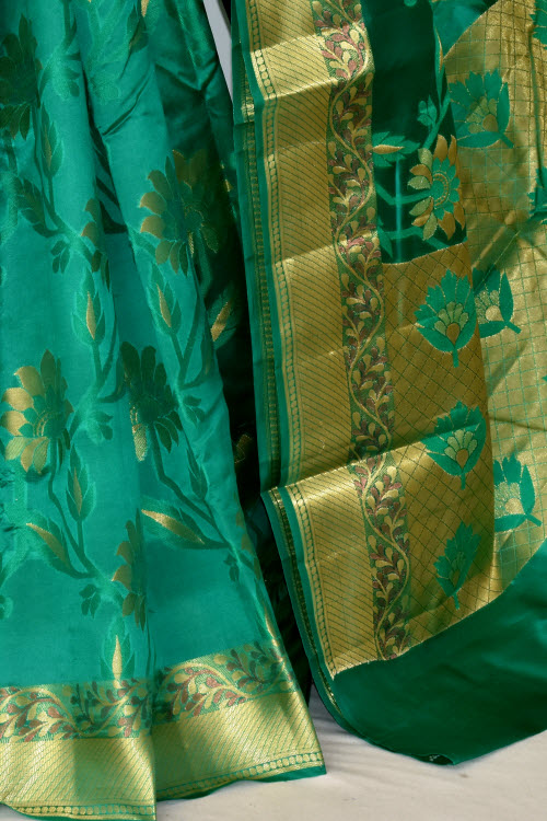 Green Handloom Banarasi Dupion Silk Saree 16175