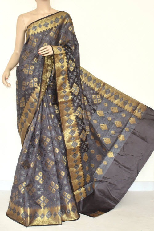 Grey Handloom Banarasi Dupion Silk Saree 16177