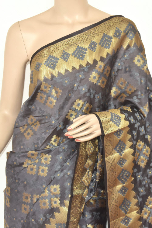 Grey Handloom Banarasi Dupion Silk Saree 16177