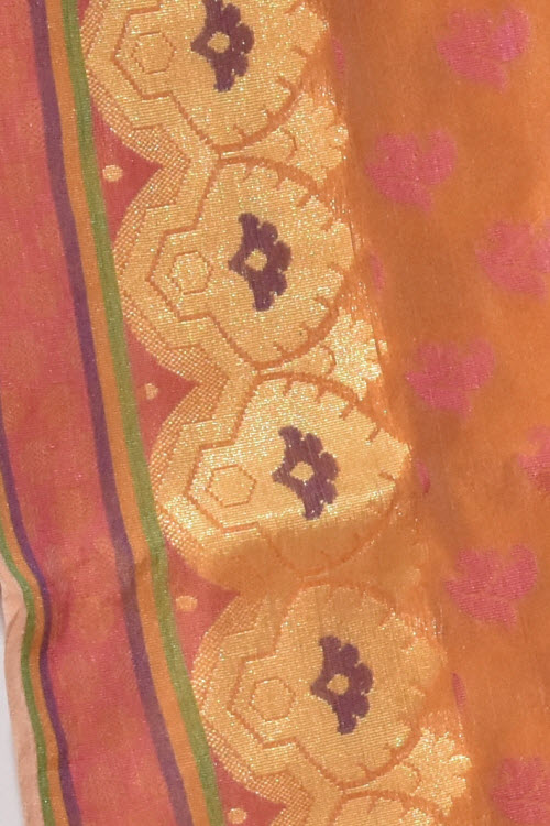 Mustard Yellow Handloom Banarasi Kora Cotton Saree with Blouse 16217