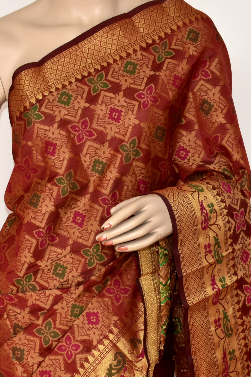 Red Handloom Banarasi Kora Saree with Blouse 16245