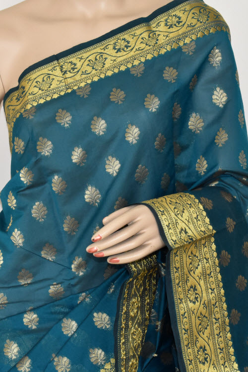 Sea Green Handloom Banarasi Kora Saree with Blouse 16254