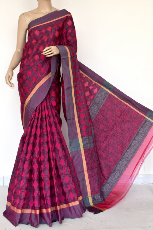 Pink-Grey Handloom Banarasi Kora Saree with Blouse 16257