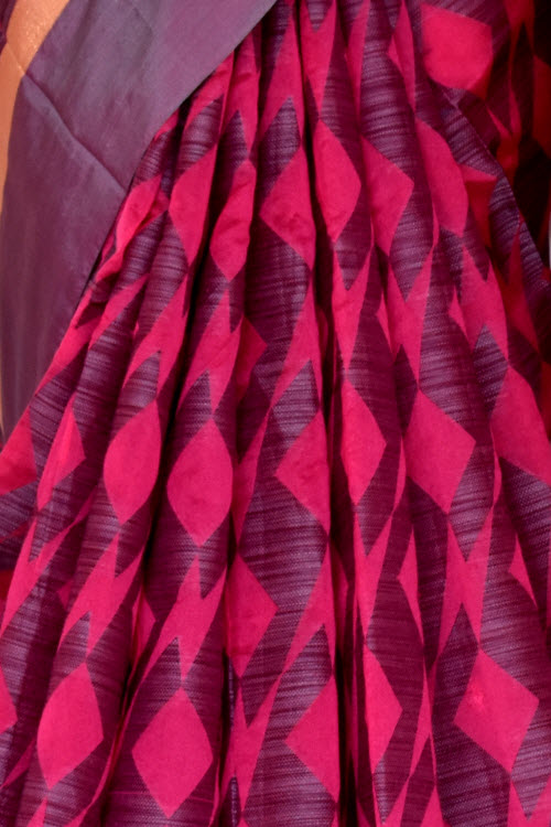 Pink-Grey Handloom Banarasi Kora Saree with Blouse 16257