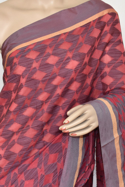 Light Orange-Grey Handloom Banarasi Kora Saree with Blouse 16260