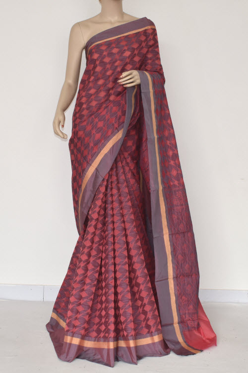 Light Orange-Grey Handloom Banarasi Kora Saree with Blouse 16260