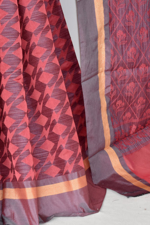 Light Orange-Grey Handloom Banarasi Kora Saree with Blouse 16260