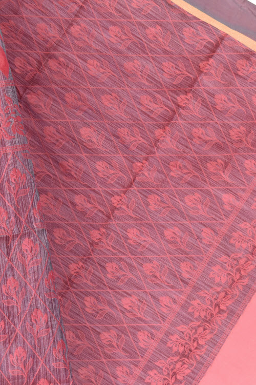 Light Orange-Grey Handloom Banarasi Kora Saree with Blouse 16260