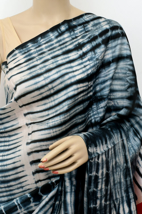 Grey-Black Double Knitted Handloom Pure Silk Saree