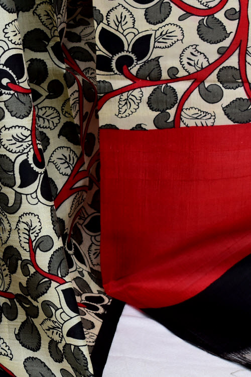 Grey-Black Double Knitted Handloom Pure Silk Saree