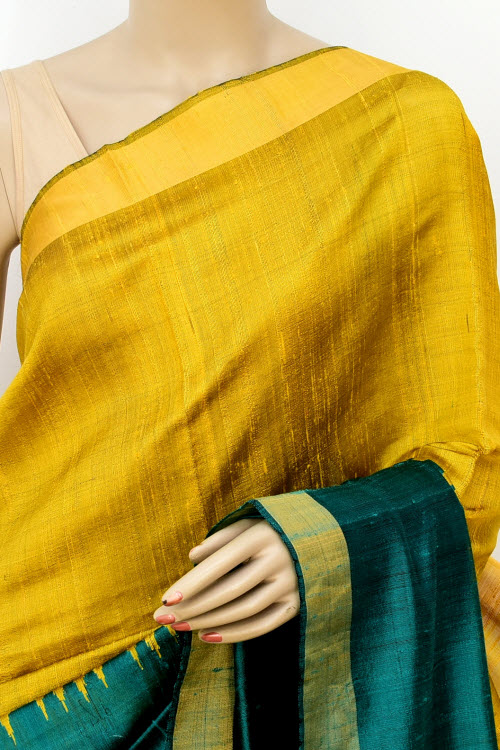 Green-Yellow Handloom Katan Silk Saree 16314