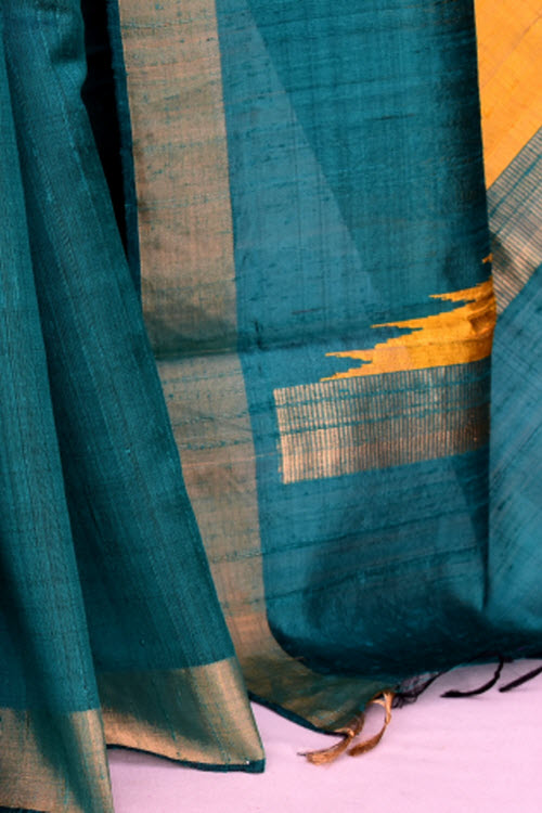 Green-Yellow Handloom Katan Silk Saree 16314