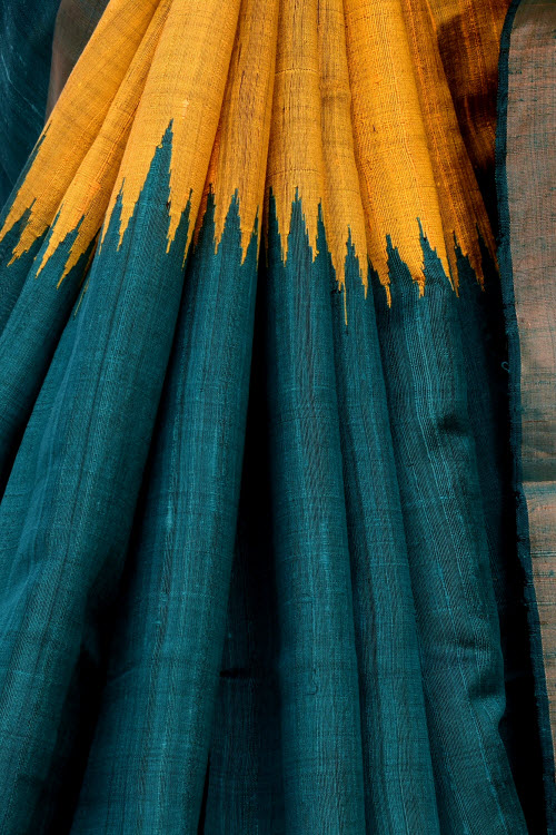 Green-Yellow Handloom Katan Silk Saree 16314