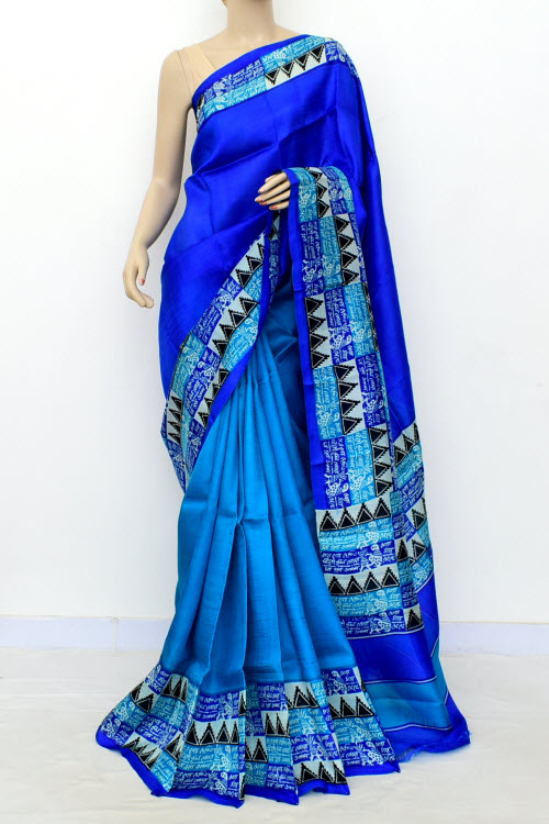 Pherozi Blue Handloom Pure Silk Saree 16330