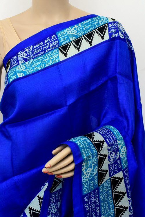 Pherozi Blue Handloom Pure Silk Saree 16330