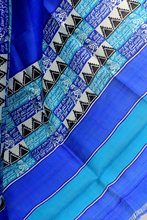 Pherozi Blue Handloom Pure Silk Saree 16330