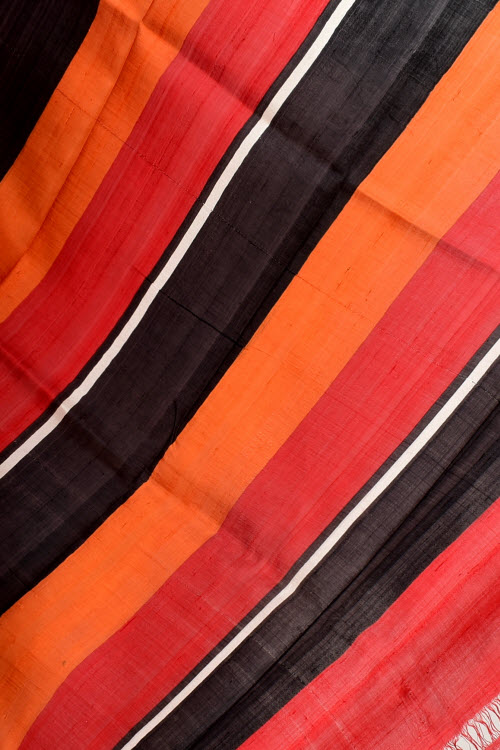 Red-Orange-Black Handloom Pure Silk Saree 16347