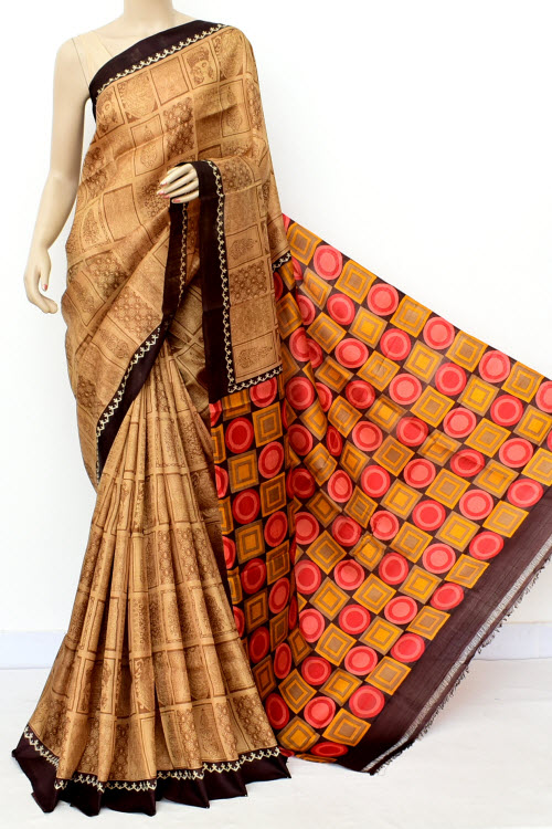 Fawn Handloom Pure Silk Saree 16355