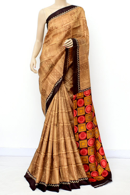 Fawn Handloom Pure Silk Saree 16355