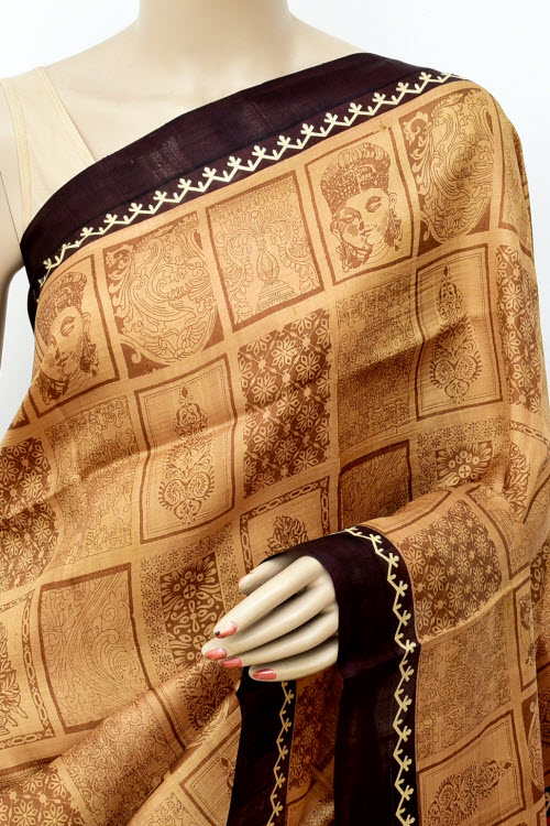 Fawn Handloom Pure Silk Saree 16355