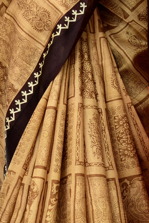 Fawn Handloom Pure Silk Saree 16355