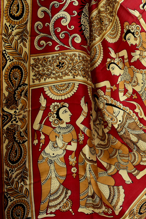 Cream-Maroon Handloom Pure Silk Saree 16359