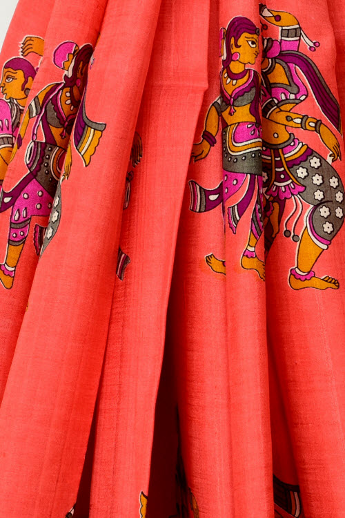 Cream-Peach-Magenta Handloom Pure Silk Saree 16360