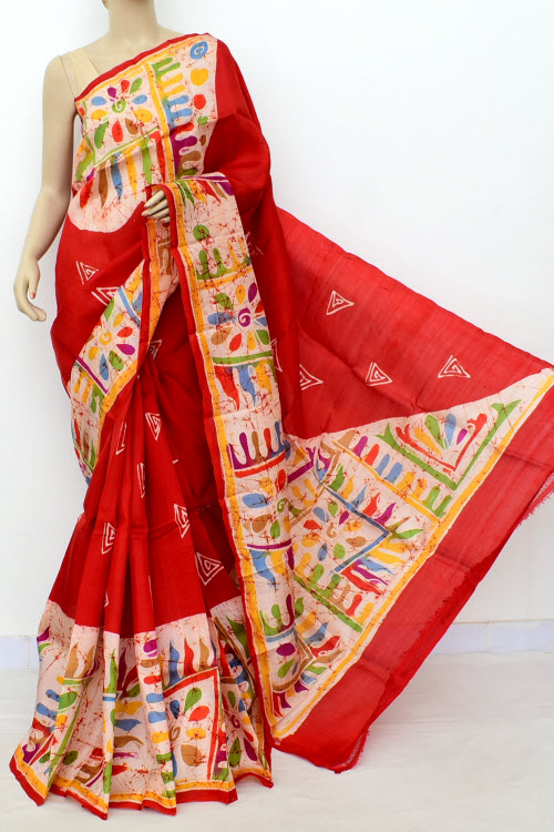 Red-Cream Handloom Pure Silk Saree 16367
