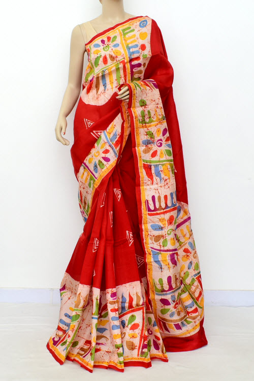 Red-Cream Handloom Pure Silk Saree 16367