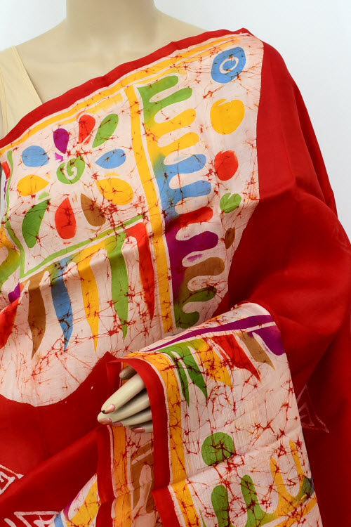 Red-Cream Handloom Pure Silk Saree 16367