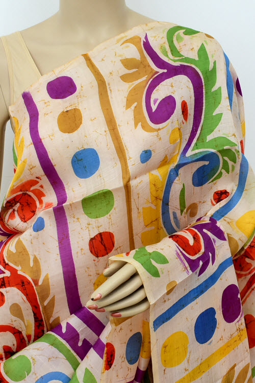 Fawn-Cream Handloom Pure Silk Saree 16368