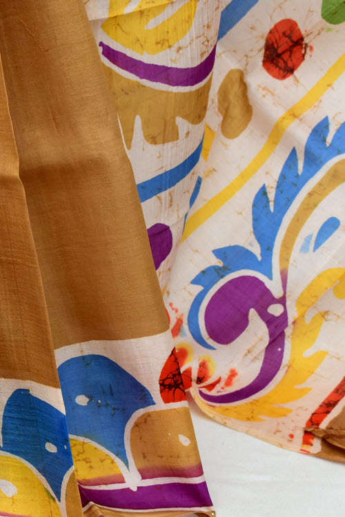 Fawn-Cream Handloom Pure Silk Saree 16368